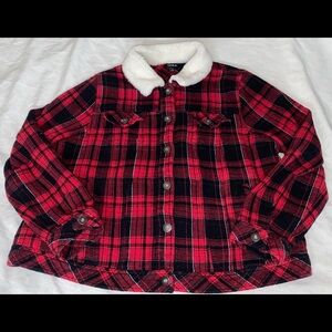 Torrid Red Buffalo Plaid Trucker Jacket Sherpa Plus Size 2x